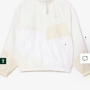 Lacoste White and Cream Colorblock Zip-Front Jacket